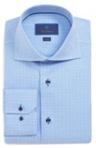 Men's David Donahue Trim Fit Houndstooth Dress Shirt - 32/33 - Blue