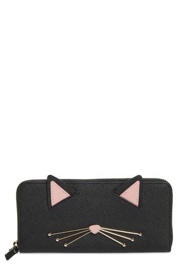 Women's Kate Spade New York Cats Meow Lindsey Leather Wallet - Black