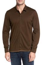 Men's David Donahue Jacquard Knit Sport Shirt, Size - Brown
