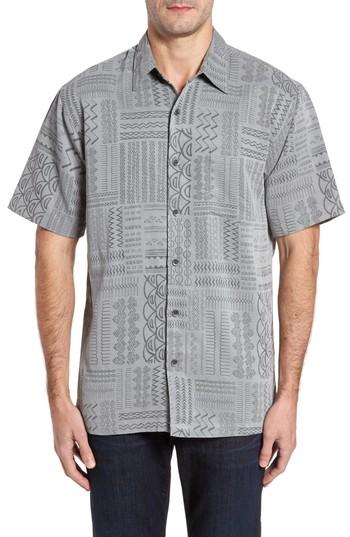 Men's Kahala Kapa Cloth Regular Fit Print Camp Shirt - Grey