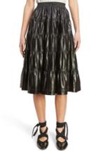 Women's J.w.anderson Tiered Leather Skirt Us / 8 Uk - Black
