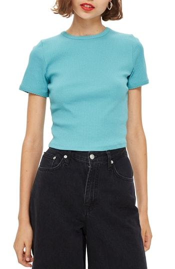 Women's Topshop Scallop Edge Tee Us (fits Like 0) - Blue