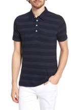 Men's Billy Reid Stripe Cotton & Cashmere Polo Shirt - Blue