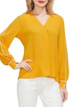 Women's Vince Camuto Piped Sleeve Top - Yellow