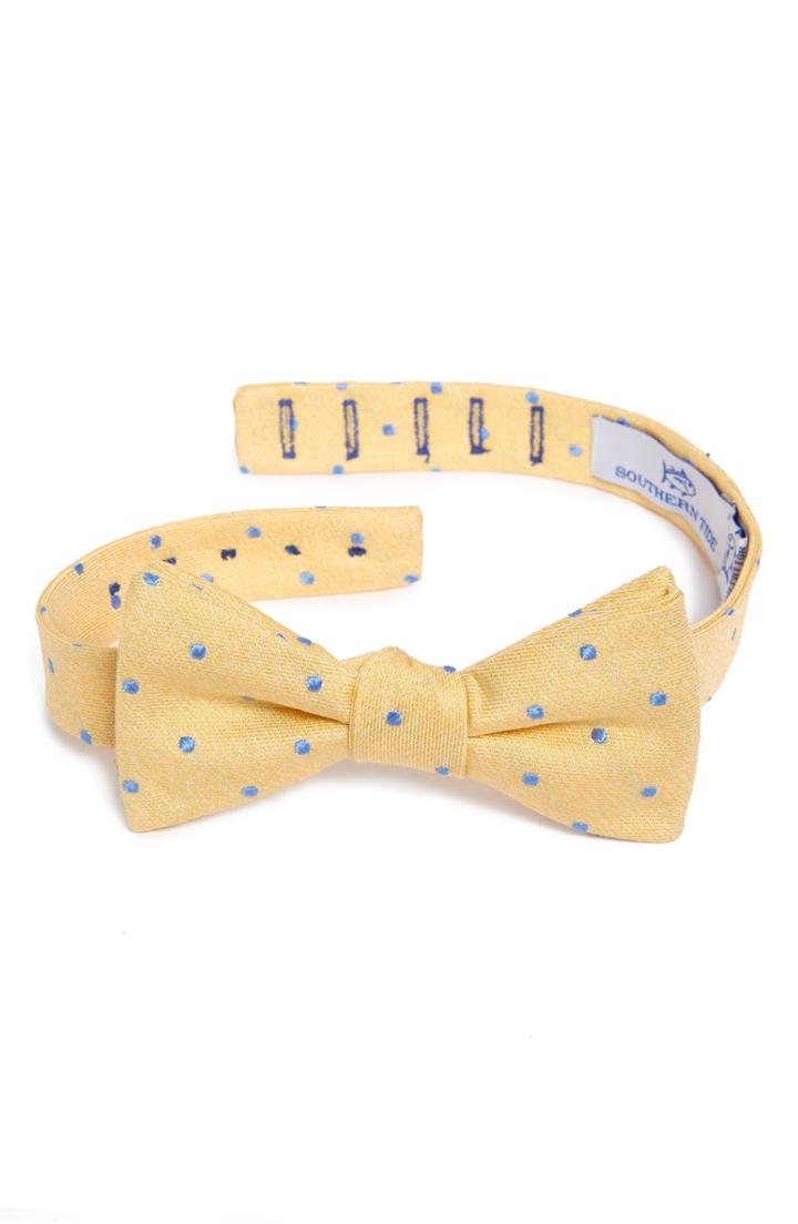 Men's Southern Tide Bethany Dot Cotton & Silk Bow Tie, Size - Yellow