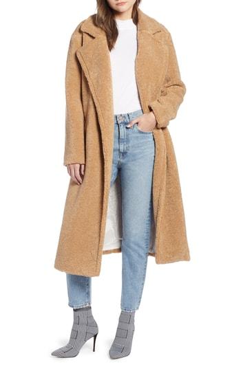 Women's Something Navy Teddy Faux Fur Coat - Brown