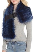 Women's Heurueh Buckled Faux Fur Scarf, Size - Blue