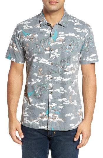 Men's Kahala Malihini Trim Fit Print Sport Shirt - Grey
