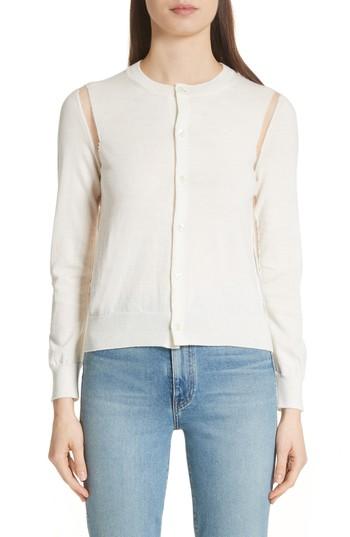 Women's Comme Des Garcons Sheer Panel Button Cardigan - Ivory