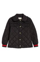 Women's Gucci Ruffle Trim Quilted Caban Us / 38 It - Black