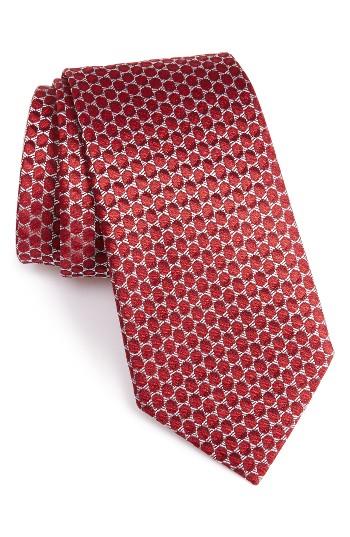 Men's Armani Collezioni Oval Silk Jacquard Tie, Size - Red