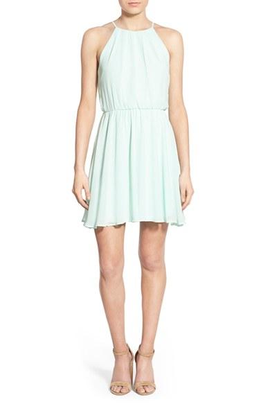 Women's Lush Blouson Chiffon Skater Dress - Blue