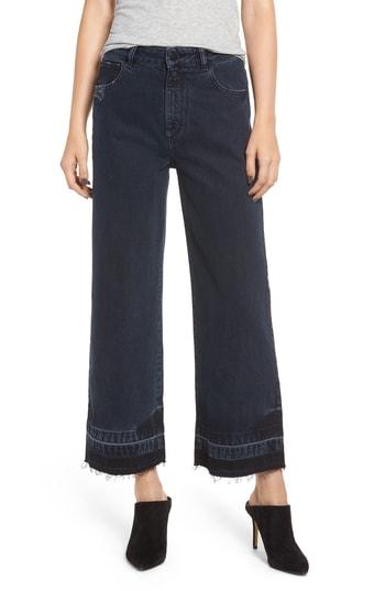 Women's Dl1961 Hepburn High Waist Release Hem Crop Wide Leg Jeans - Black