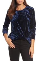 Women's Halogen Crushed Velvet Front Tie Top - Blue