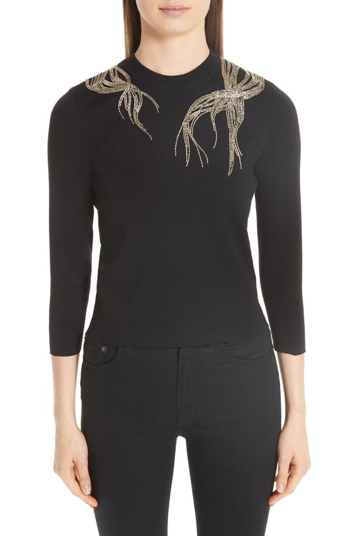 Women's Alexander Mcqueen Embellished Wool Sweater