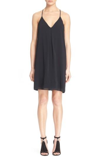 Women's Alice + Olivia Fierra Stretch Silk Slipdress - Black