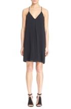 Women's Alice + Olivia Fierra Stretch Silk Slipdress - Black