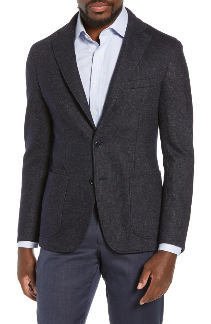 Men's Luciano Barbera Trim Fit Cotton Blend Blazer Us / 54 Eu - Blue
