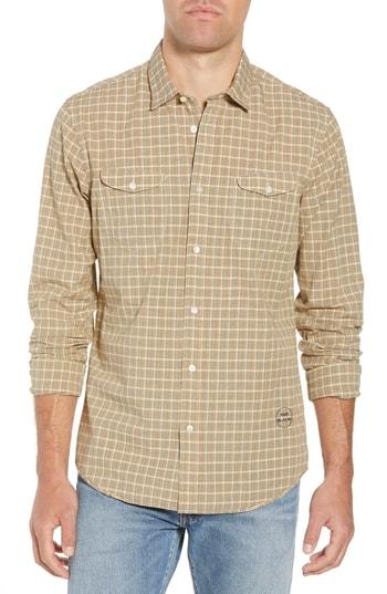 Men's Scotch & Soda Amsterdams Blauw Slim Fit Kitchen Towel Sport Shirt - Beige