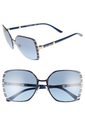 Women's Tory Burch 57mm Gradient Square Sunglasses - Midnight Navy/ Gold