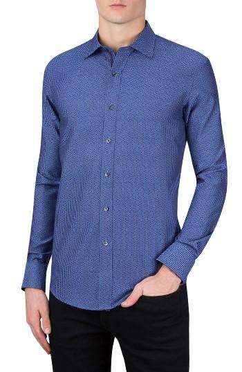 Men's Bugatchi Classic Fit Dot & Dash Print Sport Shirt