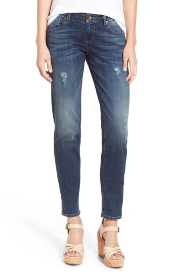 Petite Women's Kut From The Kloth 'catherine' Distressed Boyfriend Jeans P - Blue