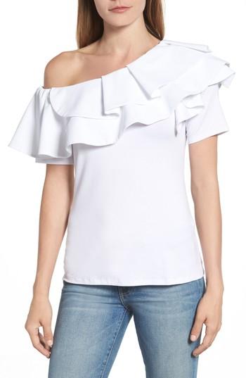Women's Vince Camuto One-shoulder Ruffle Top - White