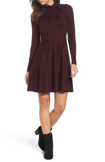 Women's Eliza J Tie Neck Fit & Flare Dress - Burgundy