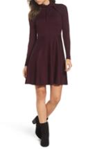 Women's Eliza J Tie Neck Fit & Flare Dress - Burgundy