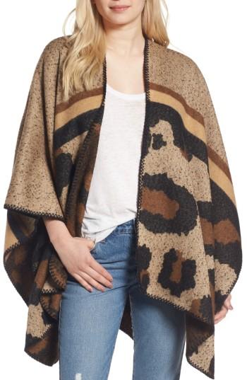Women's Bp Leopard Print Ruana, Size - Brown