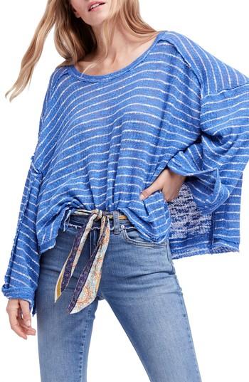 Women's Free People Island Girl Hacci Stripe Tee - Blue