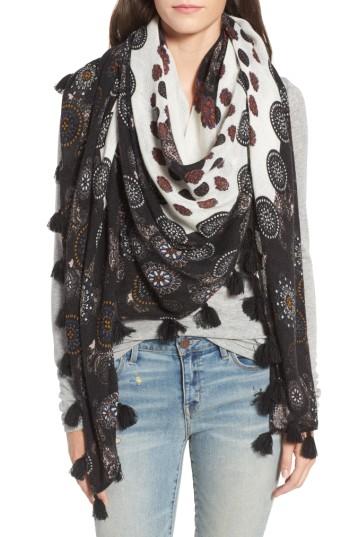 Women's Treasure & Bond Retro Medallion Tassel Scarf, Size - Black