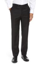 Men's Berle Flat Front Stretch Solid Wool Trousers - Black