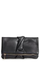 Sole Society Lenore Foldover Faux Leather Clutch - Black