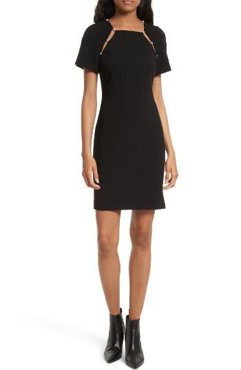 Women's Alice + Olivia Kristiana Embellished Split Seam Sheath Dress - Black