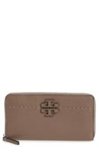 Women's Tory Burch Mcgraw Leather Continental Zip Wallet - Grey