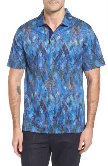 Men's Bugatchi Classic Fit Diamond Grid Polo - Purple