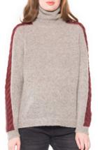 Women's Willow & Clay Cable Detail Turtleneck Sweater - Brown