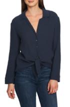 Women's 1.state Button-up Tie Front Top - Blue