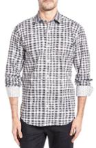 Men's Bugatchi Shaped Fit Abstract Check Sport Shirt