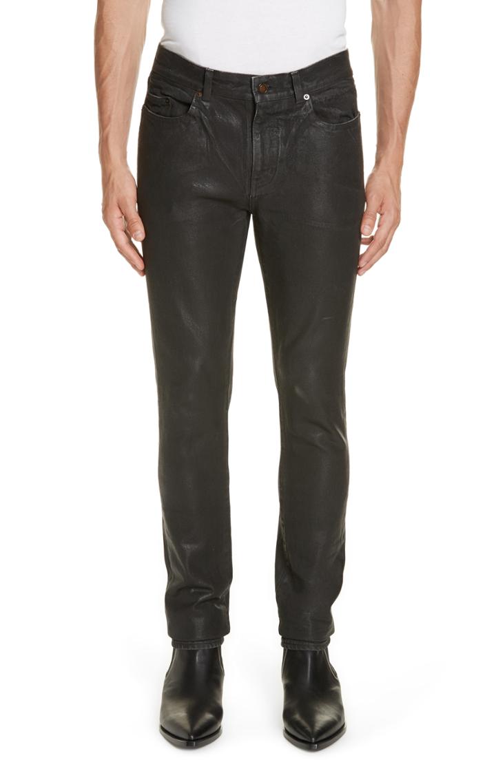 Men's Saint Laurent Wax Coated Skinny Jeans