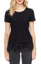 Women's Vince Camuto Feather Hem Tee - Black