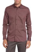 Men's Ted Baker London Camdent Slim Fit Print Sport Shirt (m) - Red