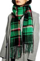 Women's Topshop Double Face Plaid Scarf, Size - Green