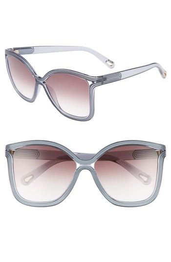 Women's Chloe Grooves 58mm Rectangular Sunglasses - Avio