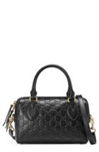 Gucci Small Top Handle Signature Leather Satchel - Black