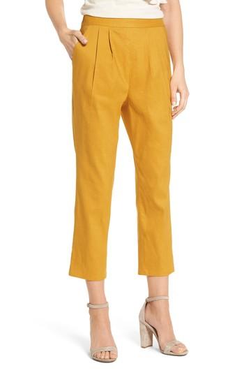 Women's Leith Pleat Front Crop Pants, Size - Yellow