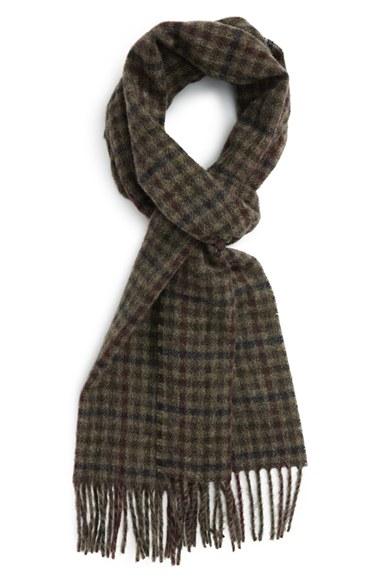 Men's Barbour Houghton Check Wool Scarf, Size - Green