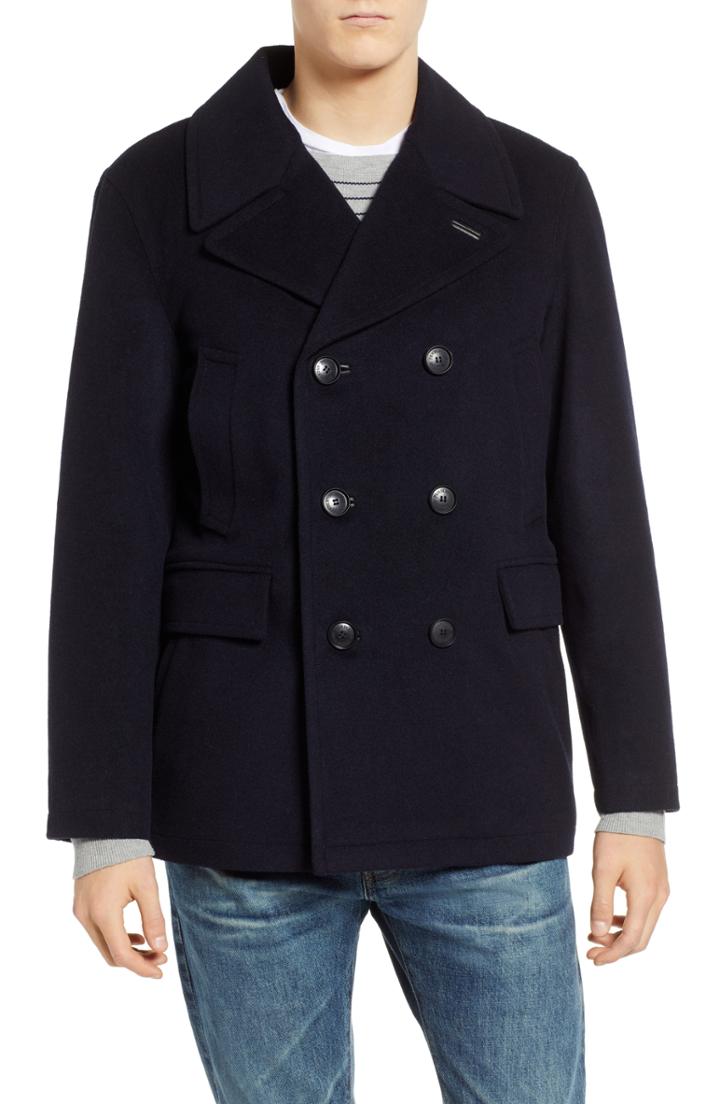 Men's Pendleton Maritime Wool Blend Peacoat - Blue