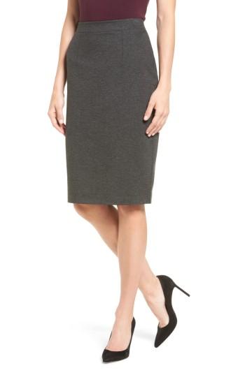 Petite Women's Halogen Ponte Pencil Skirt P - Grey